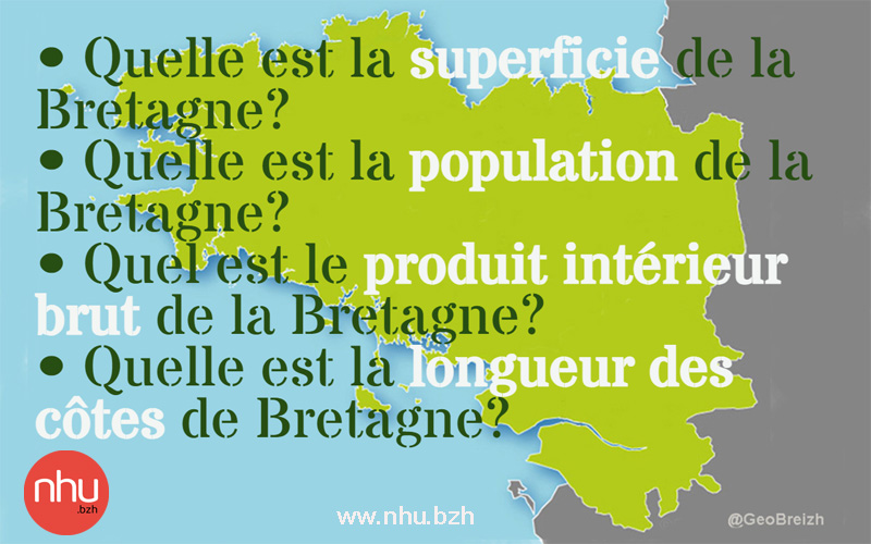 superficie de la Bretagne, population de la Bretagne, produit intérieur brut de la Bretagne, longueur des côtes bretonnes