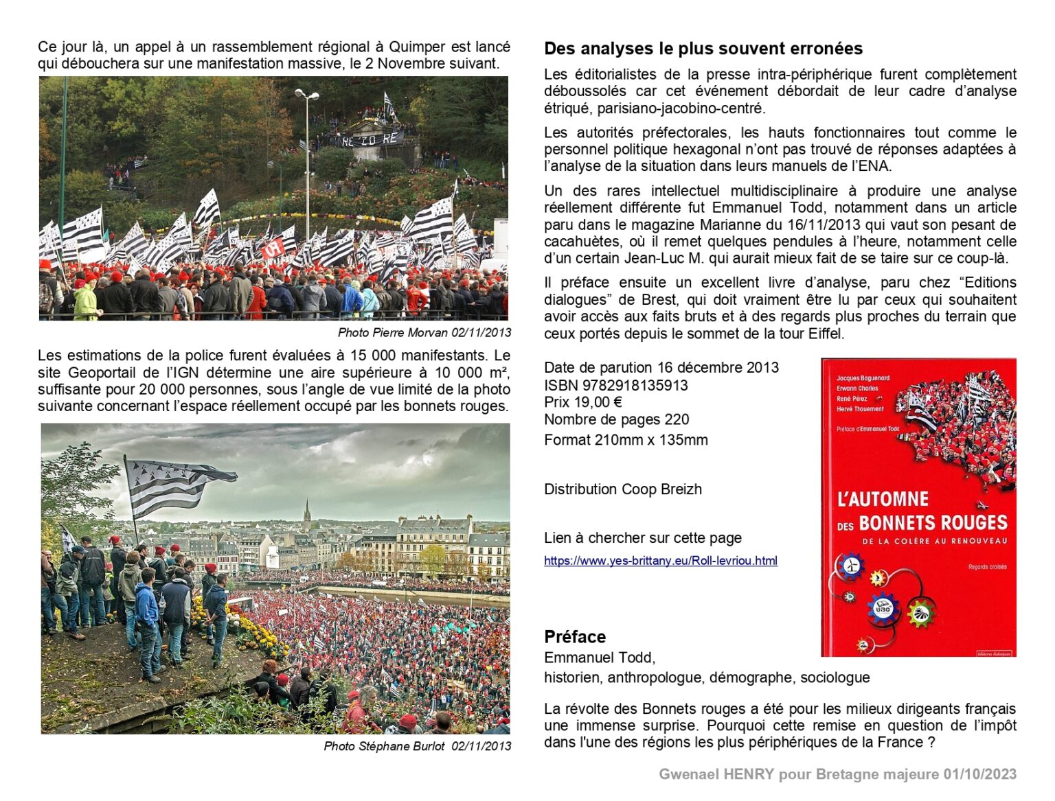 Il y a dix ans les Bonnets Rouges bretons ...
