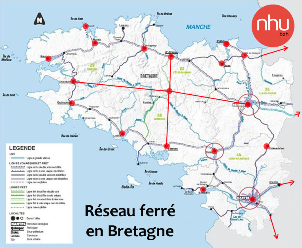 carte ferroviaire de la Bretagne