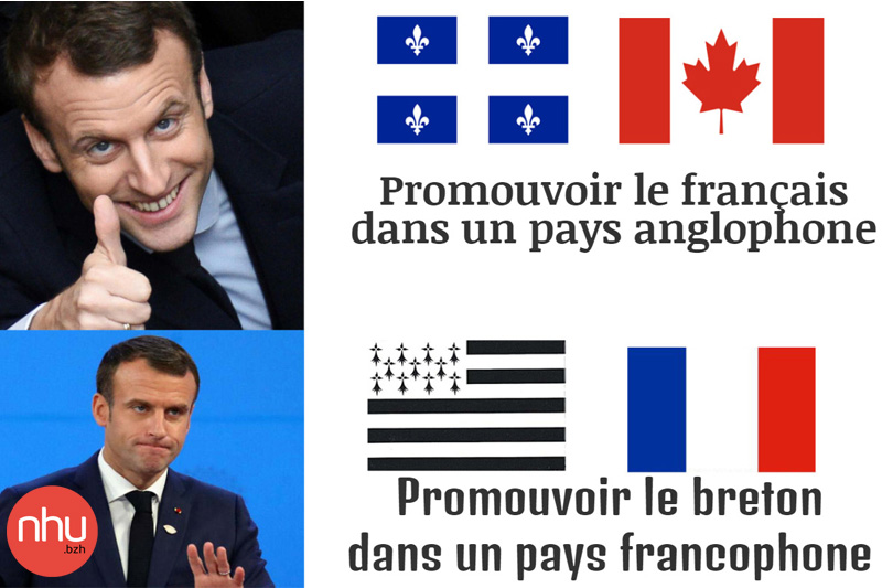 Promotion langue bretonne dans un pays francophone et promotion langue française dans un pays anglophone